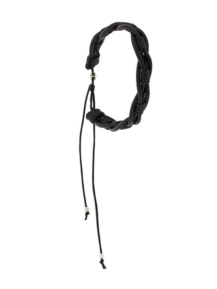Saint Laurent Woven Leather Bracelet - Black