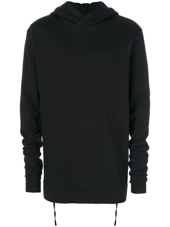 Thom Krom Rib Detail Hoodie - Black