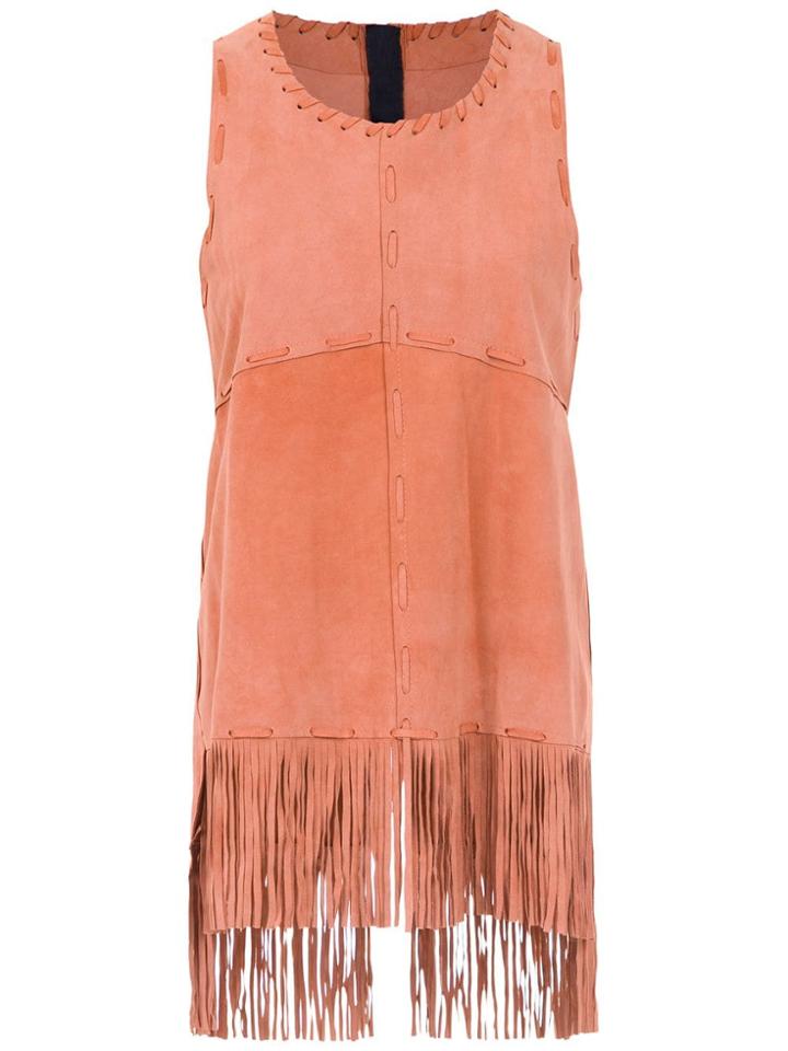 Andrea Bogosian Sleeveless Top With Fringes - Yellow & Orange