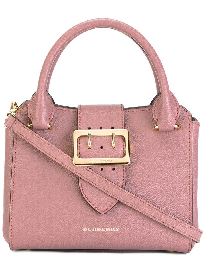 Burberry Buckled Strap Tote, Women's, Pink/purple, Leather/cotton/polyamide