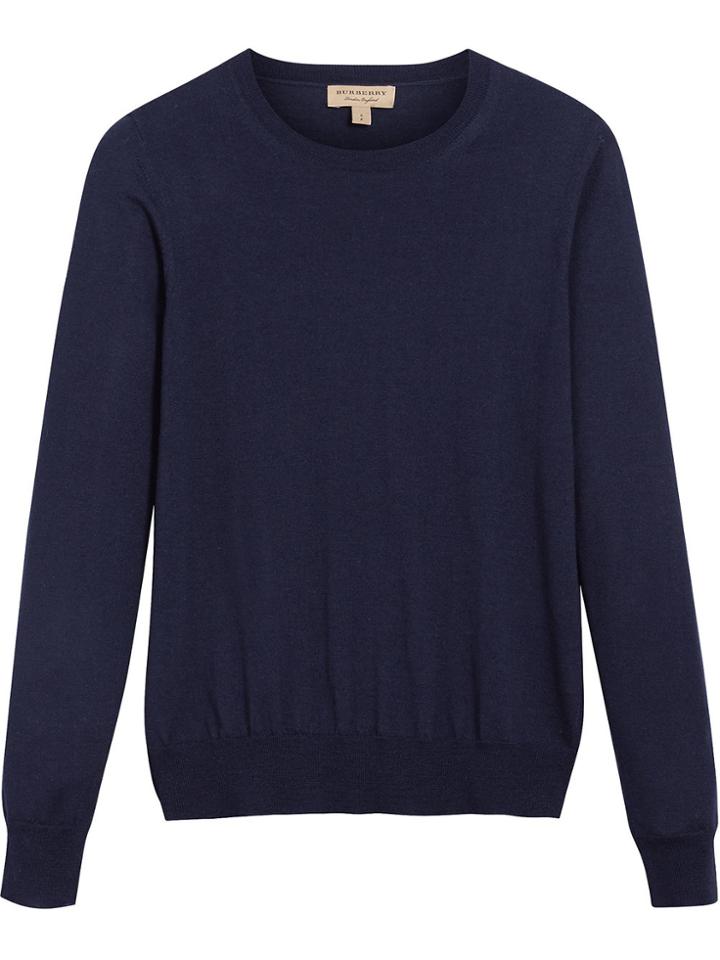 Burberry Check Detail Sweater - Blue