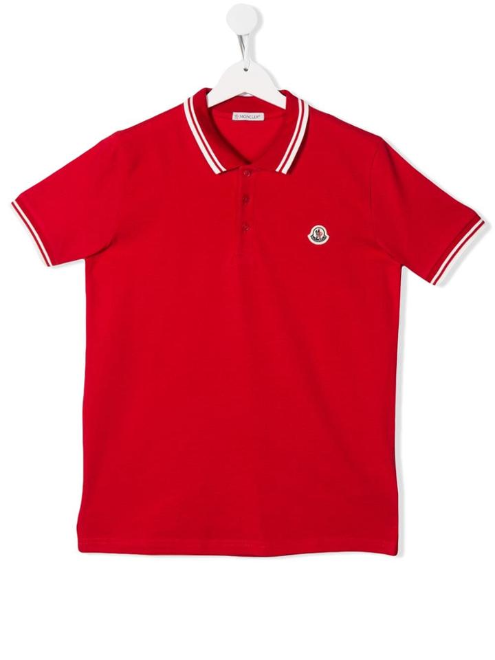 Moncler Kids Logo Short-sleeve Polo Shirt - Red