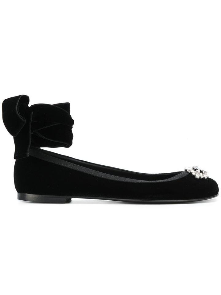 Giuseppe Zanotti Giorgia Crystal Brooch Ballerinas - Black