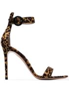 Gianvito Rossi Leopard Portofino 105 Strappy Calf Hair Sandals -