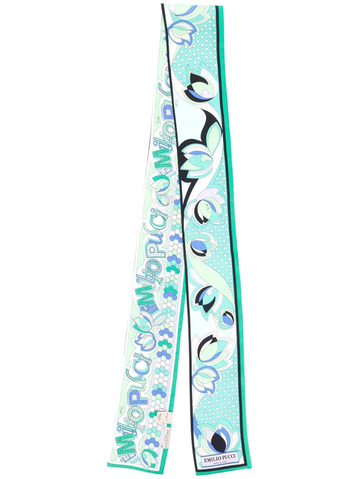 Emilio Pucci Floral Print Slim Scarf - Green