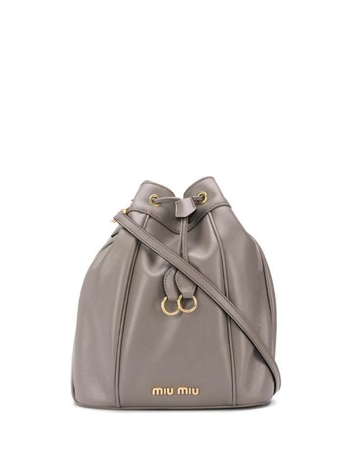 Miu Miu Drawstring Bucket Bag - Grey