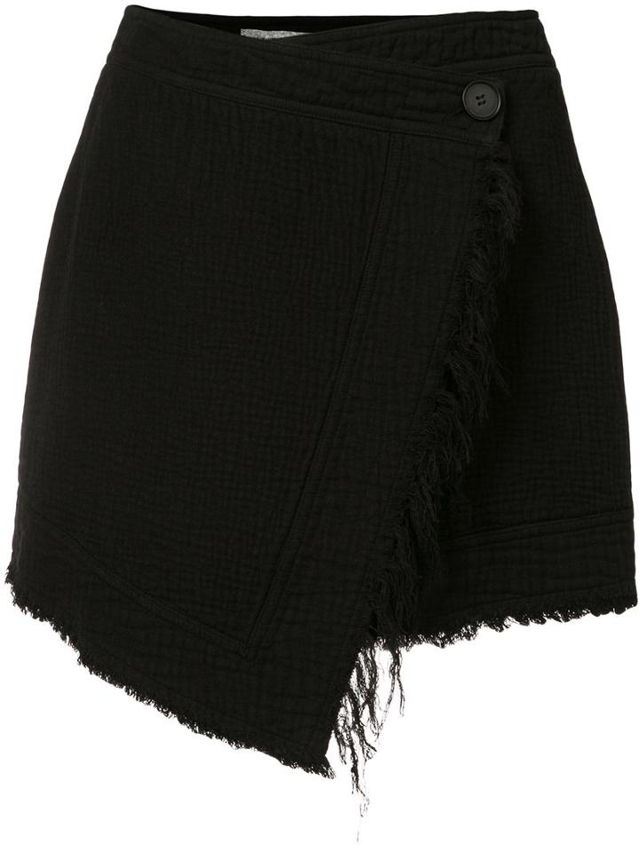 Raquel Allegra - Mini Wrap Skirt - Women - Cotton/rayon - 0, Women's, Black, Cotton/rayon