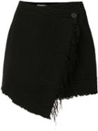Raquel Allegra - Mini Wrap Skirt - Women - Cotton/rayon - 0, Women's, Black, Cotton/rayon