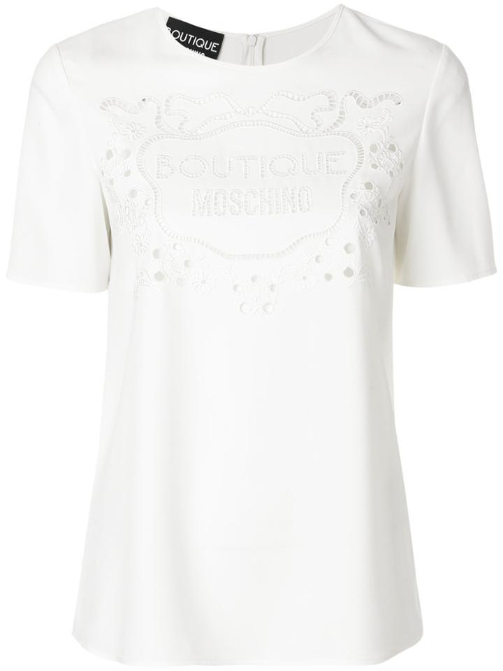 Boutique Moschino Lace Logo T-shirt - White