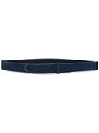 Orciani Hook Thin Belt, Men's, Blue, Leather/cotton