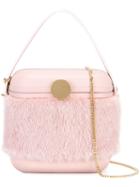 Benedetta Bruzziches Picnic Clutch, Women's, Pink/purple, Leather/sheep Skin/shearling/metal