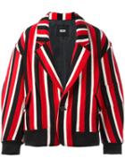 Ktz Striped Tailored Bomber Jacket, Men's, Size: Medium, Black, Wool/cupro