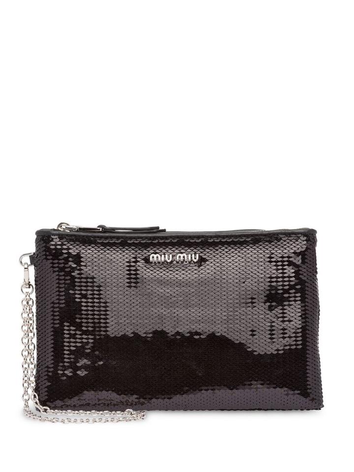 Miu Miu Sequin Clutch Bag - Black
