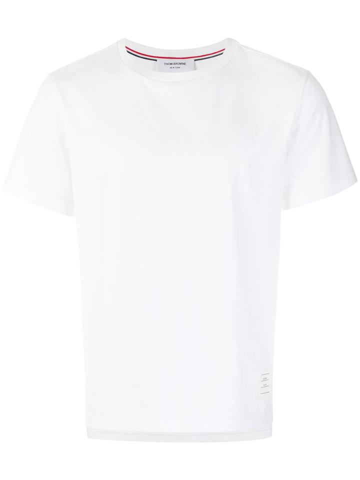 Thom Browne Side Slit Relaxed Fit Short Sleeve Jersey Tee - White
