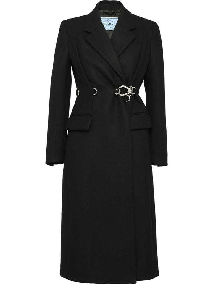 Prada Double-breasted Clip Coat - Black