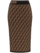 Fendi All-over Logo Print Knit Skirt - Brown