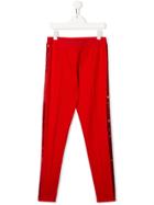 Alberta Ferretti Kids Teen Sequined Stripe Leggings - Red