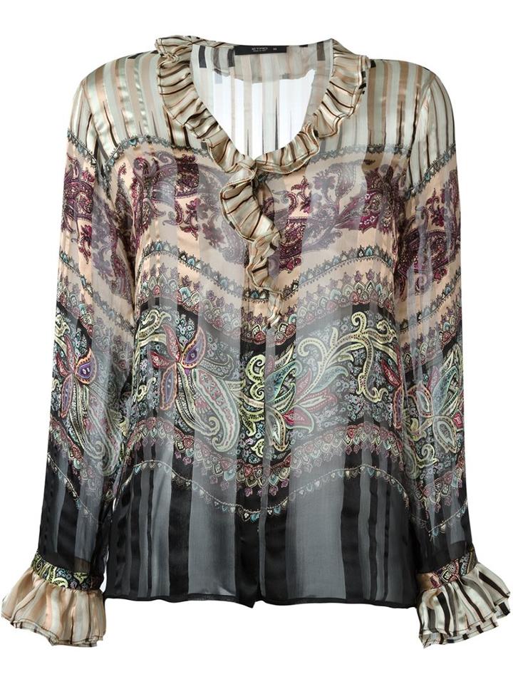 Etro Printed Blouse, Women's, Size: 44, Black, Silk