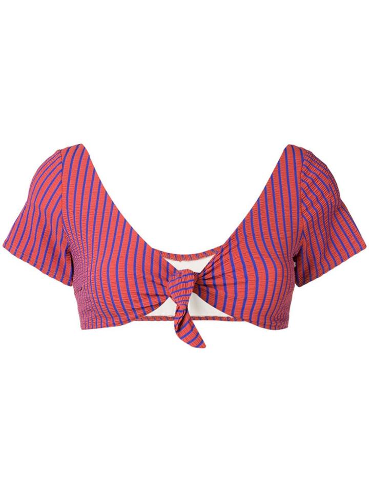 Solid & Striped Front Knot Bikini Top - Brown