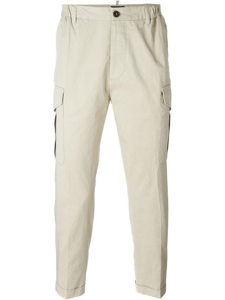 Dsquared2 Cargo Cropped Trousers, Men's, Size: 50, Nude/neutrals, Cotton