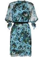 Erdem Melodie Chiffon Floral Printed Dress - Blue