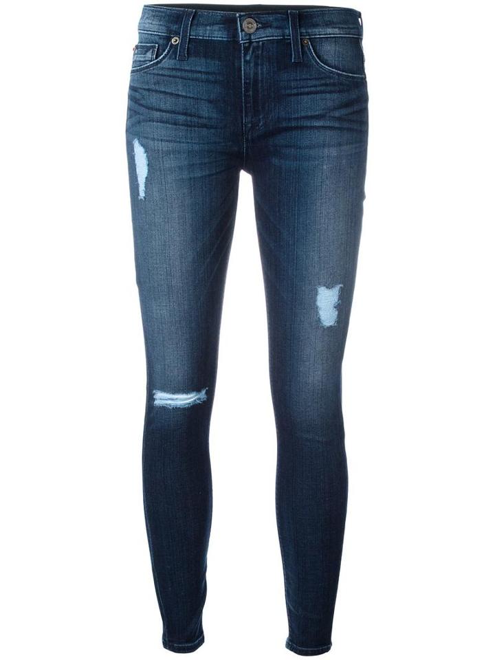 Hudson Distressed Skinny Jeans, Women's, Size: 30, Blue, Cotton/rayon/polyester/spandex/elastane