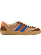 Gucci Brown, Orange And Blue Original Gg And Suede Web Sneakers