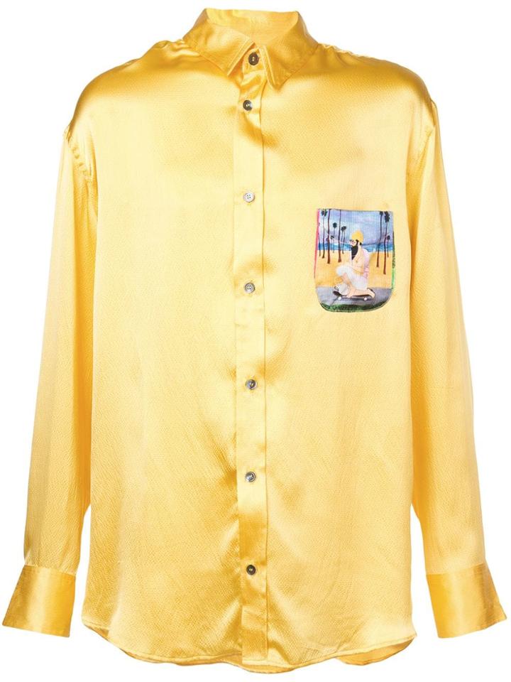 The Elder Statesman Printed Chest Pocket Shirt - Yellow & Orange