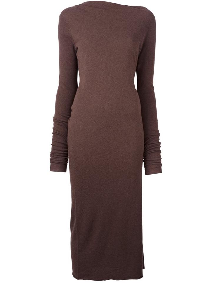 Rick Owens Lilies Cowl Back Dress, Women's, Size: 42, Brown, Polyamide/viscose/angora