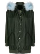 Mr & Mrs Italy Detachable Fur Trim Hooded Coat - Green