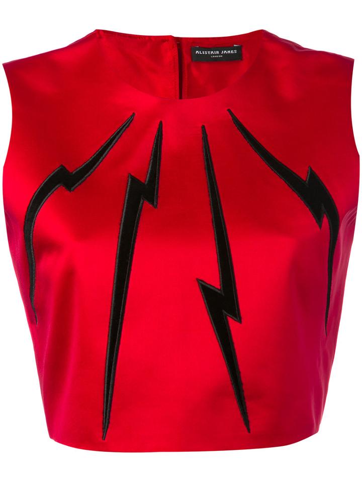 Alistair James - Conjouring Lightening Crop Top - Women - Silk/polyester - 10, Red, Silk/polyester