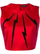 Alistair James - Conjouring Lightening Crop Top - Women - Silk/polyester - 10, Red, Silk/polyester