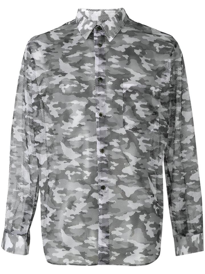 Comme Des Garçons Homme Plus Camouflage Print Sheer Shirt - Green