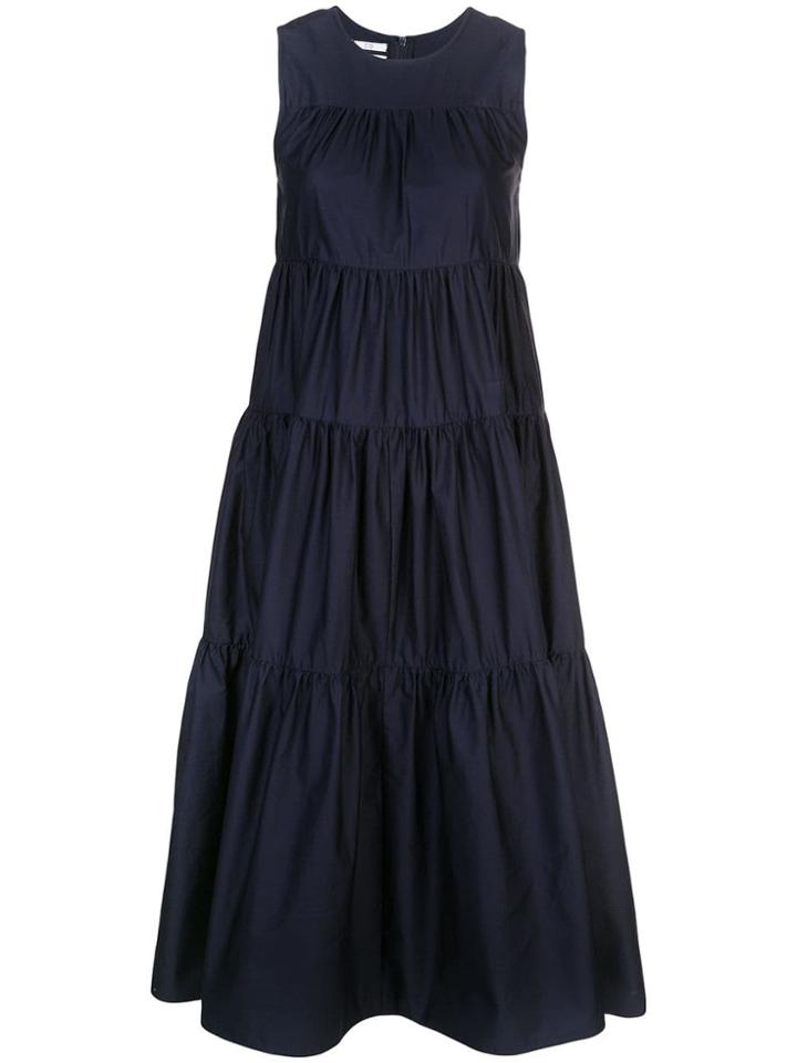 Co Gathered Flared Dress - Blue