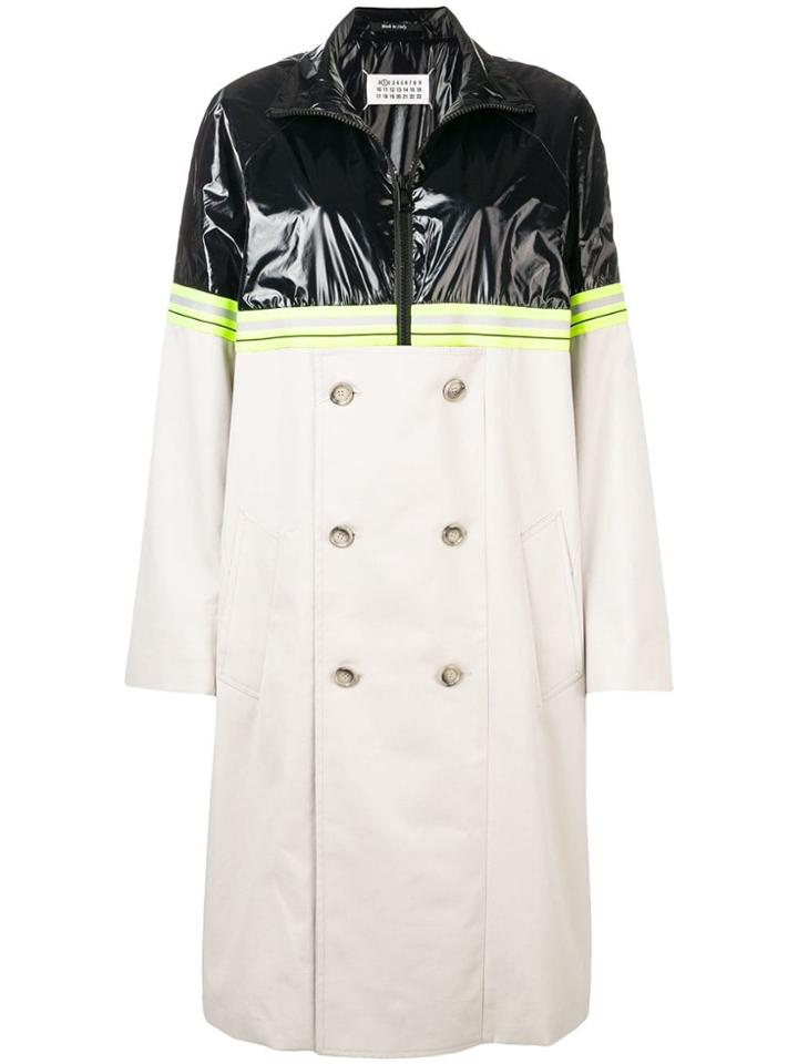 Maison Margiela Colourblock Half Zip Trench - Neutrals