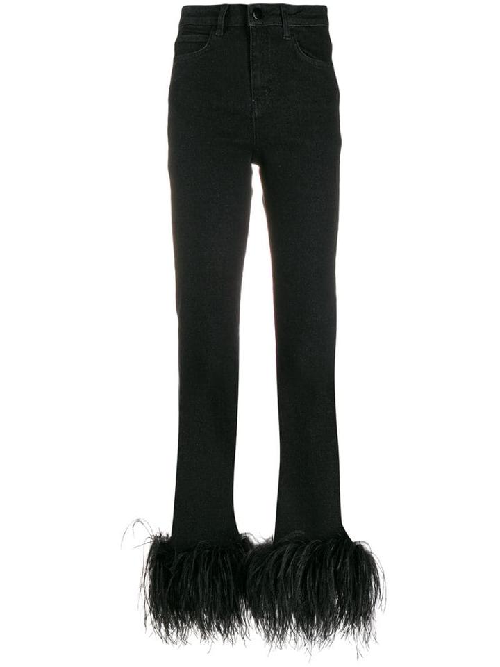 16arlington Ostrich Feather Embellished Jeans - Black