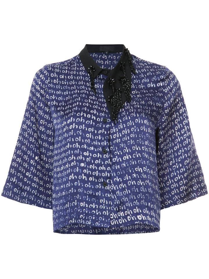 Maki Oh Beaded Collar Shirt - Blue
