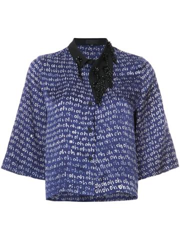 Maki Oh Beaded Collar Shirt - Blue