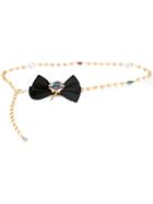 Dolce & Gabbana Beaded Bow Chain Belt, Women's, Size: Medium, Grey, Silk/brass/crystal