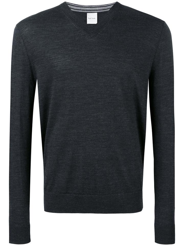 Paul Smith V-neck Jumper, Men's, Size: Medium, Grey, Merino