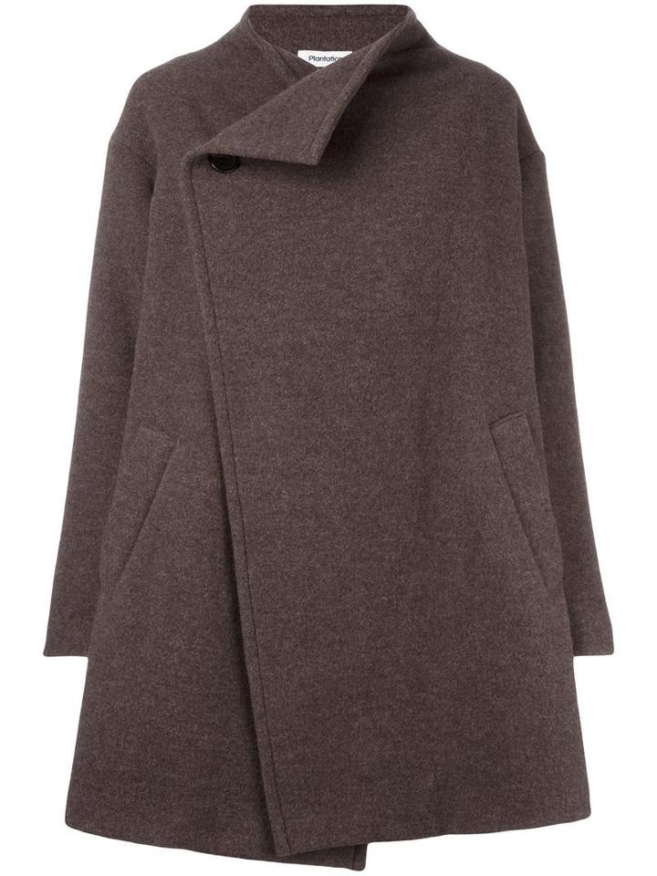 Plantation Dislocated Fastening Coat, Women's, Size: Medium, Brown, Nylon/cupro/wool
