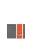 Prada Saffiano Stripe Card Holder - Grey