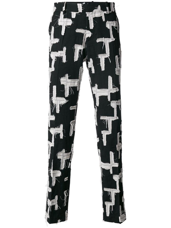 Tom Rebl Patchwork Tailored Trousers - Black