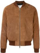 Ami Alexandre Mattiussi Raglan Sleeve Zipped Bomber Jacket, Men's, Size: Large, Nude/neutrals, Suede/cotton