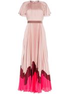 Roksanda Zari Pleated Contrast Hem Silk Dress - Pink
