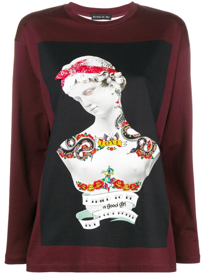 Etro Bust Sculpture Printed Top - Pink & Purple