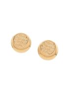 Susan Caplan Vintage 1980's Embossed Round Clip On Earrings - Gold