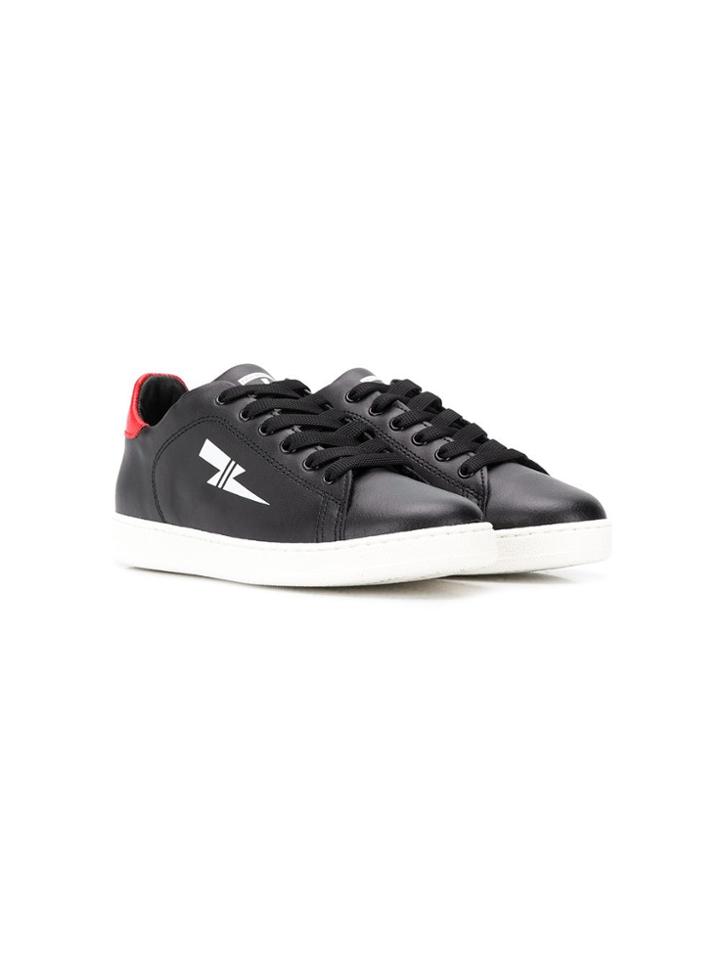 Neil Barrett Kids Teen Lightning Bolt Print Sneakers - Black