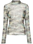 Sandy Liang Camouflage Long Sleeve Top - Green