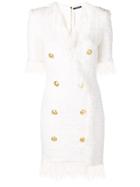 Balmain Blazer Tweed Dress - White